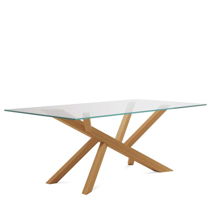 table verre pied bois