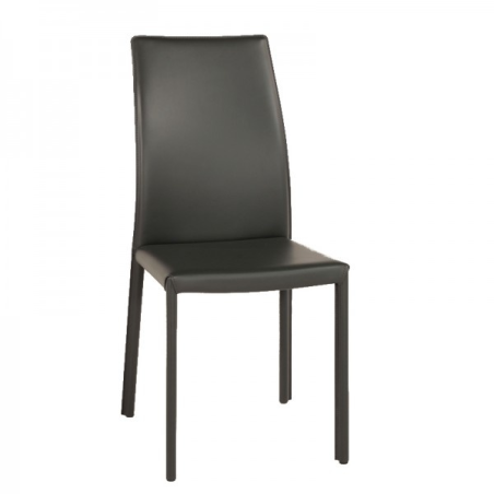 Chaise de salle à manger en croûte de cuir noire - Giada