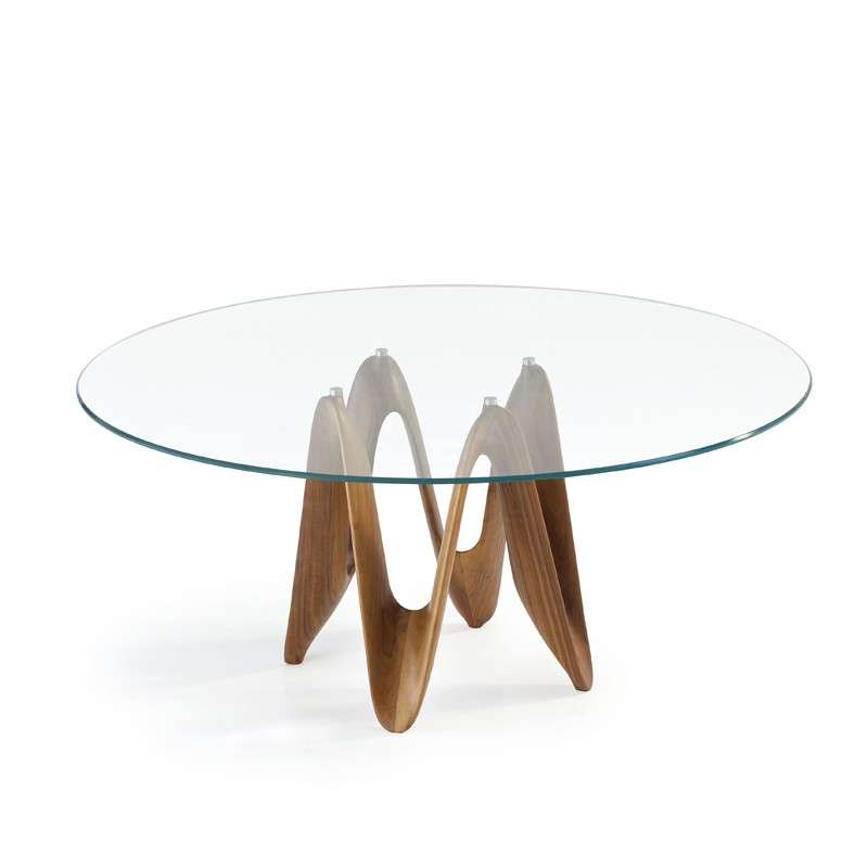 4 pieds table ronde verre