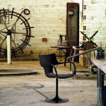 fauteuil design pivotant avec accoudoirs en métal et polypropylène  - Flûte Sovet® 1