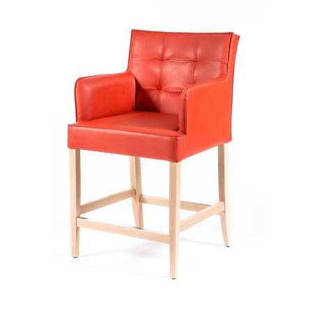 Tabouret snack matelassé en vinyl et bois - BarDiem