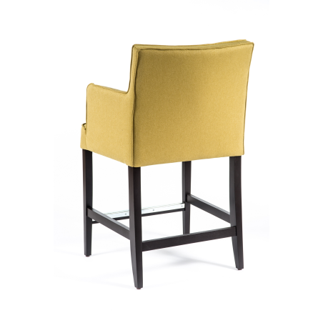 Tabouret snack en tissu jaune matelassé avec accoudoirs - BarDiem