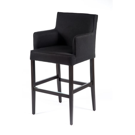 Tabouret bar contemporain en tissu noir et bois - BarDiem