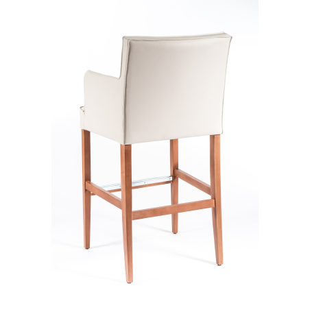 Tabouret bar moderne en vinyle blanc et bois - BarDiem 2