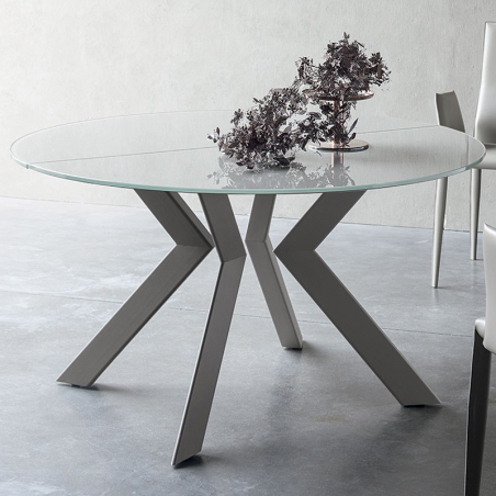Table ronde extensible verre et métal - Zoe rond