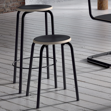 Tabouret snack vintage bois et métal blanc - BarTabCollège 3