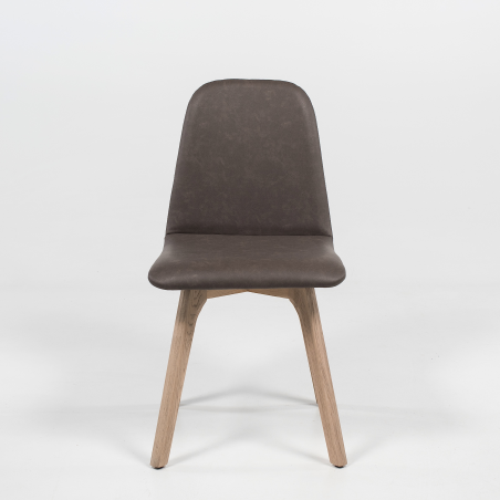 Chaise de salle à manger moderne matelassée en synthétique et bois - Pandora 2