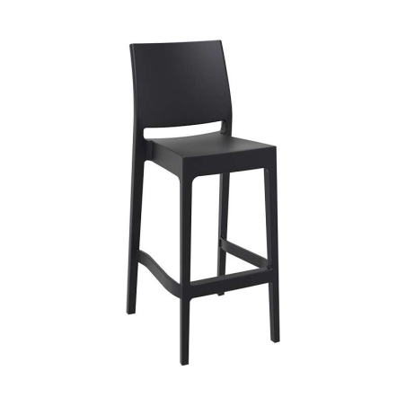 Tabouret hauteur 75 cm empilable en polypropylène noir - Maya
