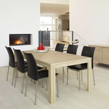 Table scandinave en bois naturel avec allonges - SM23-24