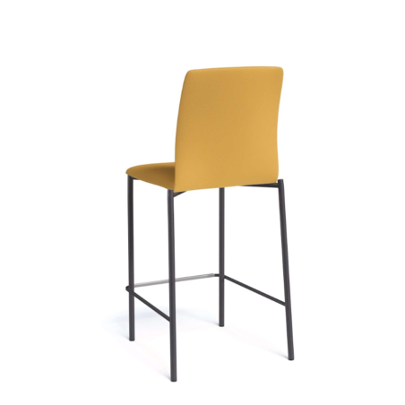 Tabouret snack contemporain empilable en vinyle jaune et métal noir - Pro-G