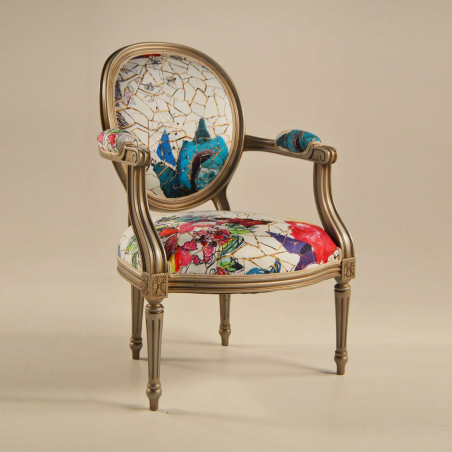 Fauteuil Louis 16 médaillon revisité fabrication française - Adrien