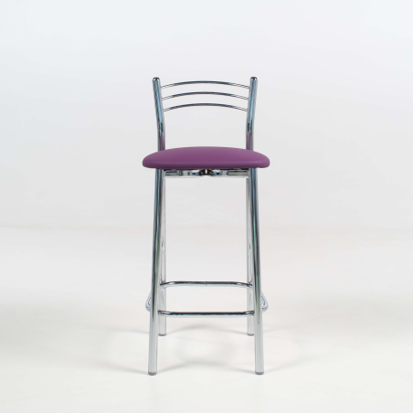 Tabouret snack de cuisine en métal assise rembourrée mauve - Marta