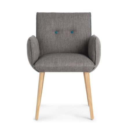 Fauteuil en tissu gris avec boutons décoratifs - Soda Mobitec