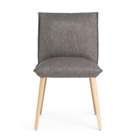Chaise grise confortable en tissu et bois naturel - Soft Mobitec®