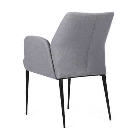 Fauteuil confortable en tissu gris et pieds en métal noir - Enora Mobitec