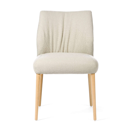 Chaise cocooning en tissu blanc cassé pieds en bois naturel - Enora Mobitec®