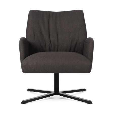 Fauteuil cocooning pivotant en tissu marron et métal noir - Enora Mobitec®