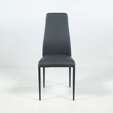 Chaise de salle à manger en synthétique anthracite et métal - Mirta