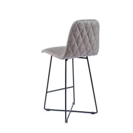 Tabouret scandinave gris et pieds en métal noir - Pandora
