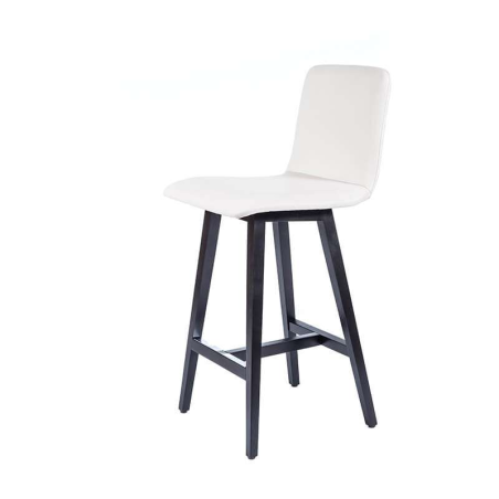 Tabouret nordique blanc avec pieds en bois noir - Plaza