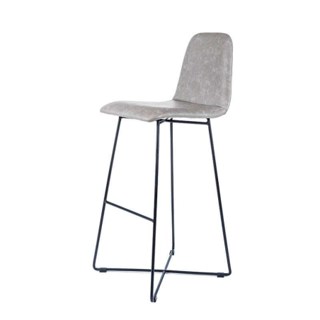Tabouret de bar design gris avec pieds filaires en métal noir - Pandora
