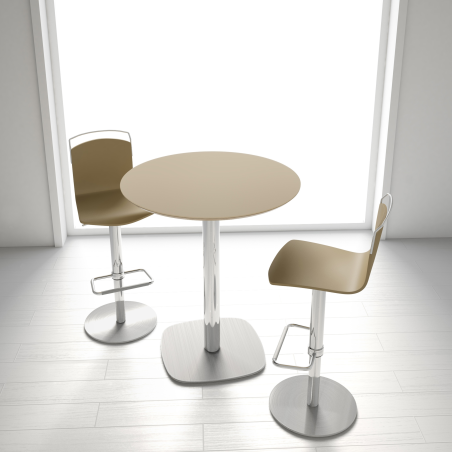 Tabouret moderne réglable métal chromé et bois - Win