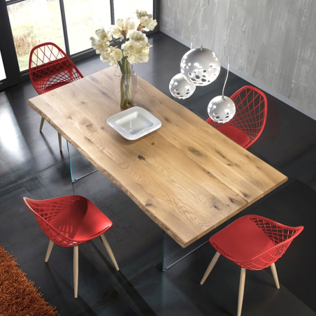 Table design plateau en bois avec pieds en verre - Nemesi 13.05