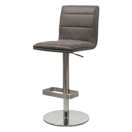 Tabouret réglable en hauteur pied métal et coque grise rembourrée - Nouméa