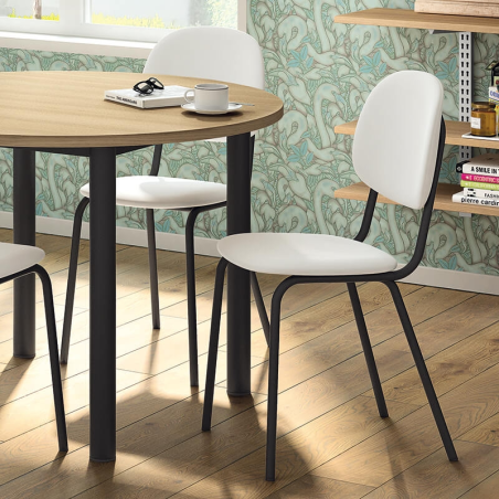 Chaise de cuisine rembourrée blanche et noire - STR05