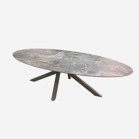 Table design ovale en dekton pied central - Moon