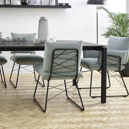 Fauteuil confortable assise en tissu vert et pieds en métal noir - Cosy Mobitec