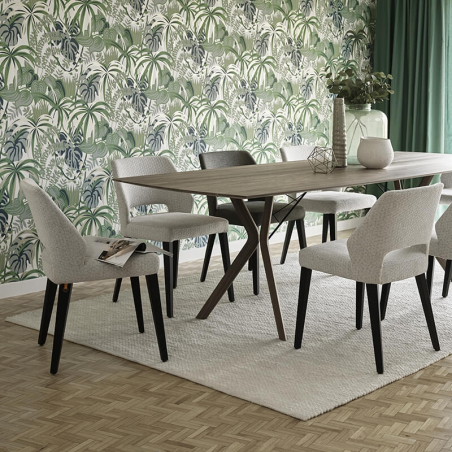 Chaise ajourée en tissu et pieds bois style moderne - Lena Mobitec®