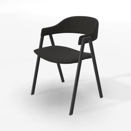 Chaise avec accoudoirs en tissu noir - Arca