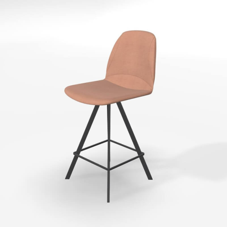 Tabouret pivotant rose avec dossier hauteur snack en tissu - Girona