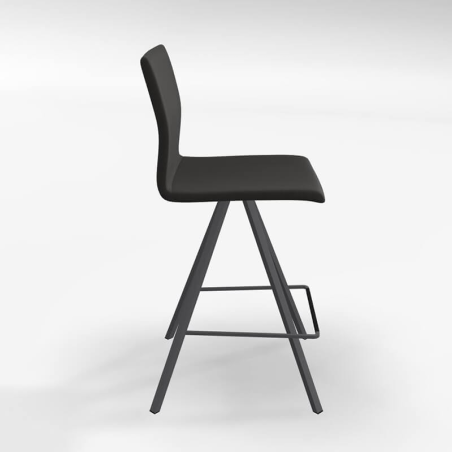 Tabouret snack design tissu noir et métal gris - BarSilva
