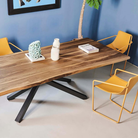 Table design en bois piétement mikado en métal - Pechino Midj®