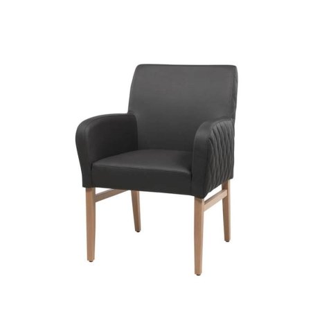 Fauteuil contemporain matelassé gris et pieds en bois massif - Moritz 4