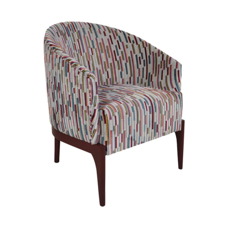 Fauteuil tonneau art déco en tissu et bois de hêtre - Victor