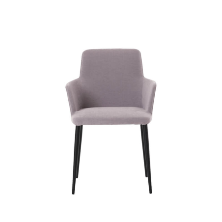 Fauteuil à manger en tissu gris et pieds en métal noir - Rob Mobitec