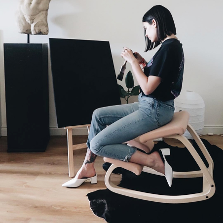 Chaise de bureau ergonomique à bascule en tissu saumon - Variable Varier®