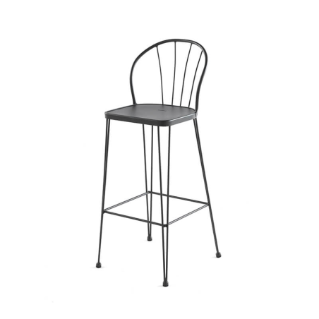 Tabouret vintage en métal noir hauteur bar ou snack - Tudela