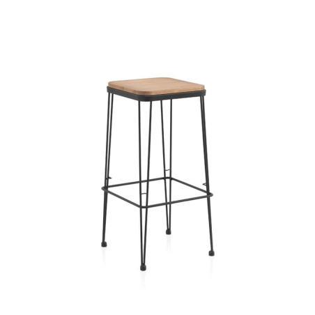 Tabouret pieds épingle en métal et bois sans dossier - Riopar