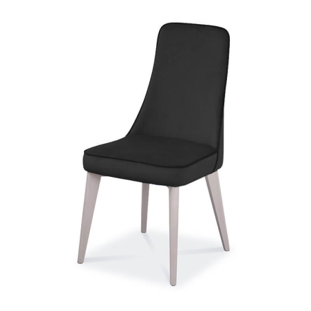 Chaise de salle à manger en synthétique et pieds en bois massif - Nadine