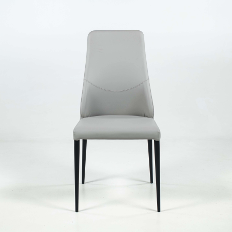 chaise moderne en synthétique gris clair avec dossier incurvé - Mathilde