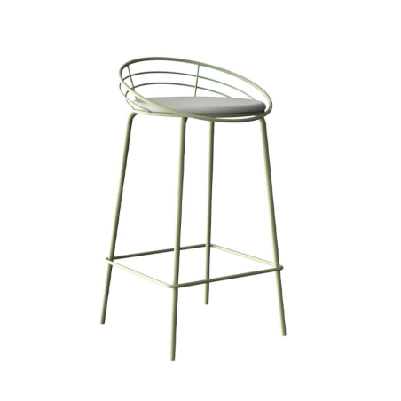 Tabouret haut français rembourré en métal - Yaël