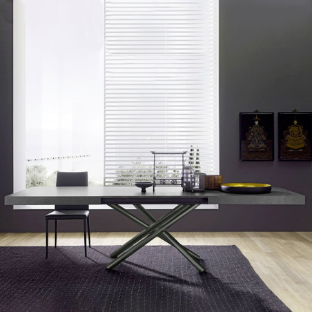 Table avec allonges made in Italie avec pied mikado chromé - Fahrenheit