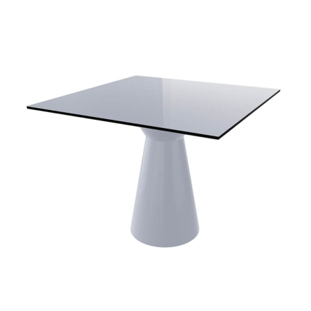 Table carrée grise design à pied central conçue en Italie - Roller H74 carrée