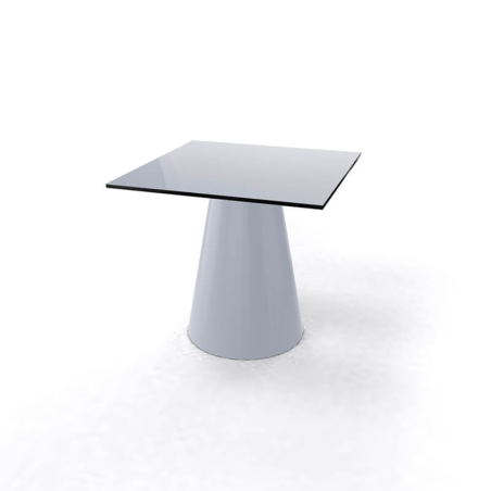 Table basse carrée italienne design à pied central de couleur grise - Roller H55 carrée