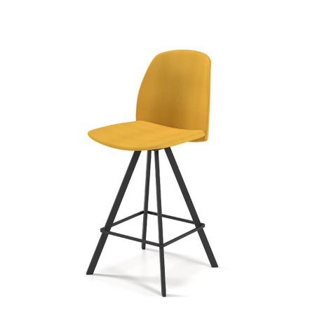 Tabouret haut moderne en tissu jaune - BarFiona