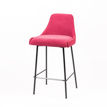 Tabouret en tissu matelassé rose - BarLars diamant